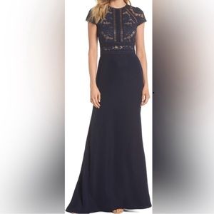 Tadashi full length dress, Navy Blue, lined